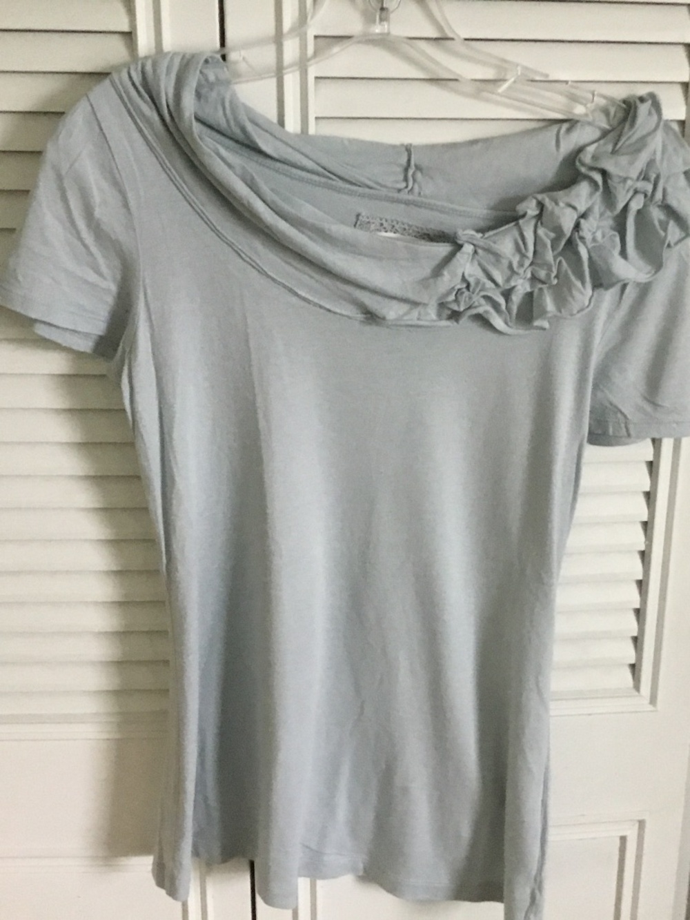 Anthropologie Deletta ice blue cotton ruffled top size small
